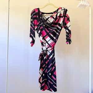 Liz Claiborne Geometric Print Belted Dress